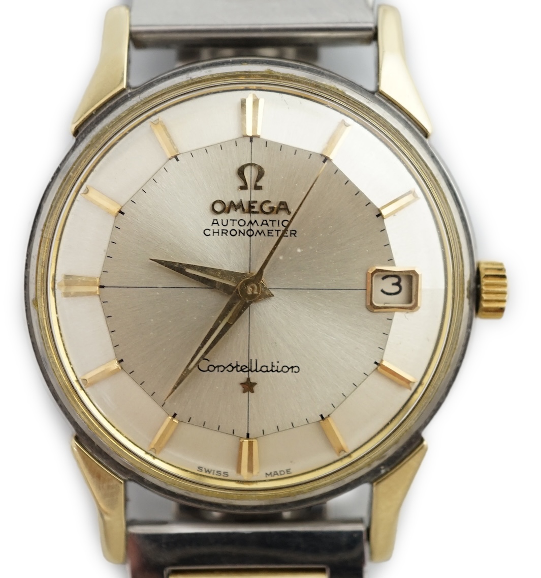 A gentleman's early 1960's steel and gold Omega Constellation automatic wrist watch